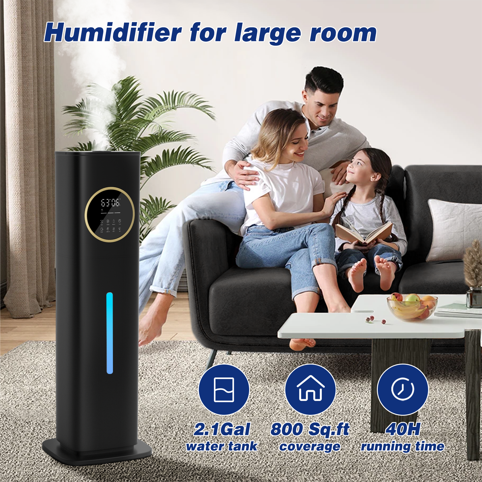 Humidifier Large Room Bedroom with Night Light, 2.1Gal(8L) Humidifiers for Home with Essential Oil Diffuser - Image 2
