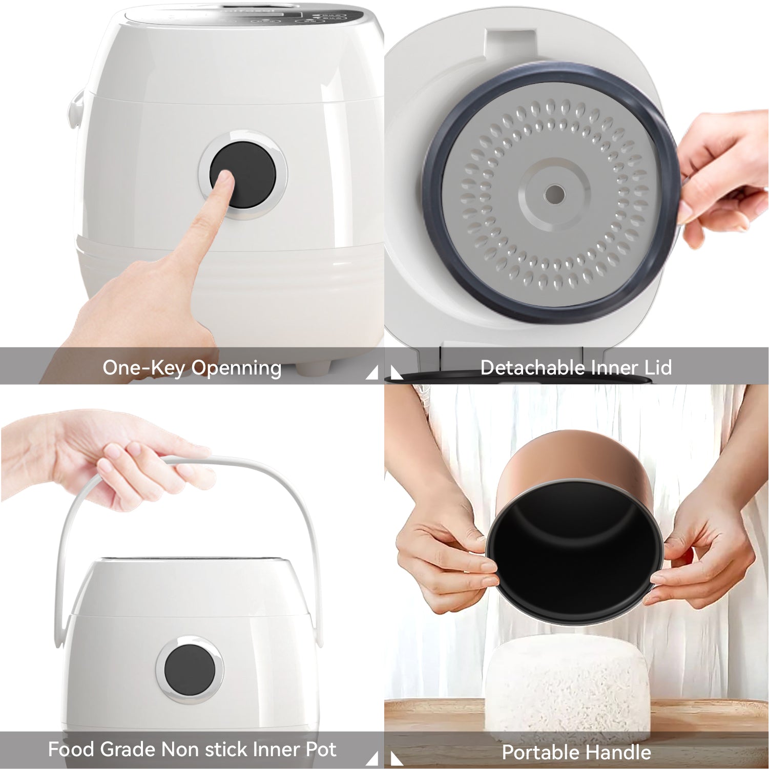 Mini Rice Cooker Small 4-Cup (cooked), Travel Rice Maker, 6-in-1 Portable Rice Cooker' 2 Cup (uncooked) - Image 6