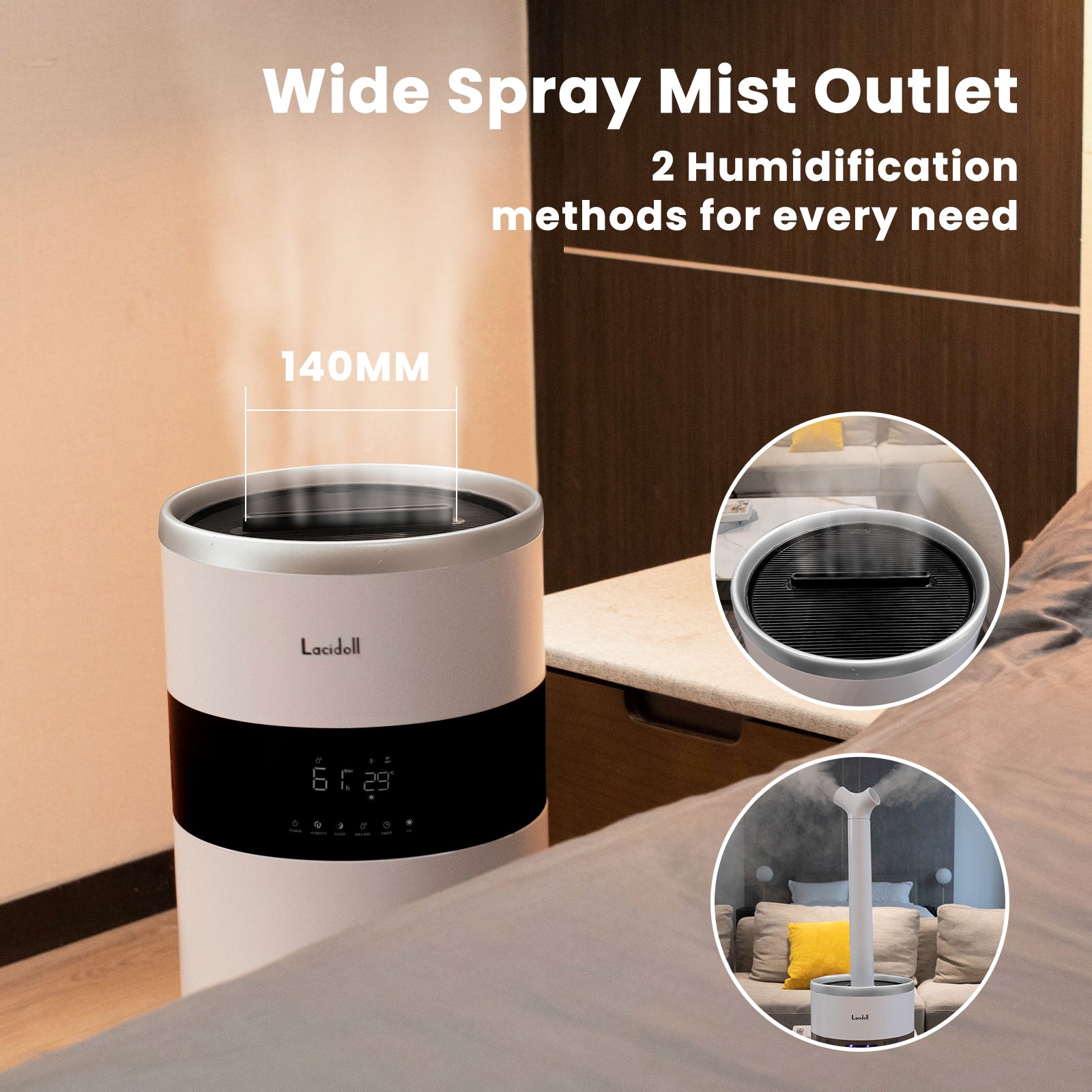 4.8Gal/18L Humidifiers for Large Room Whole House Humidifier 2000 sq.ft, Plant Humidifier Dual 360° Nozzles Cool Mist Ultrasonic Large Humidifier - Image 3