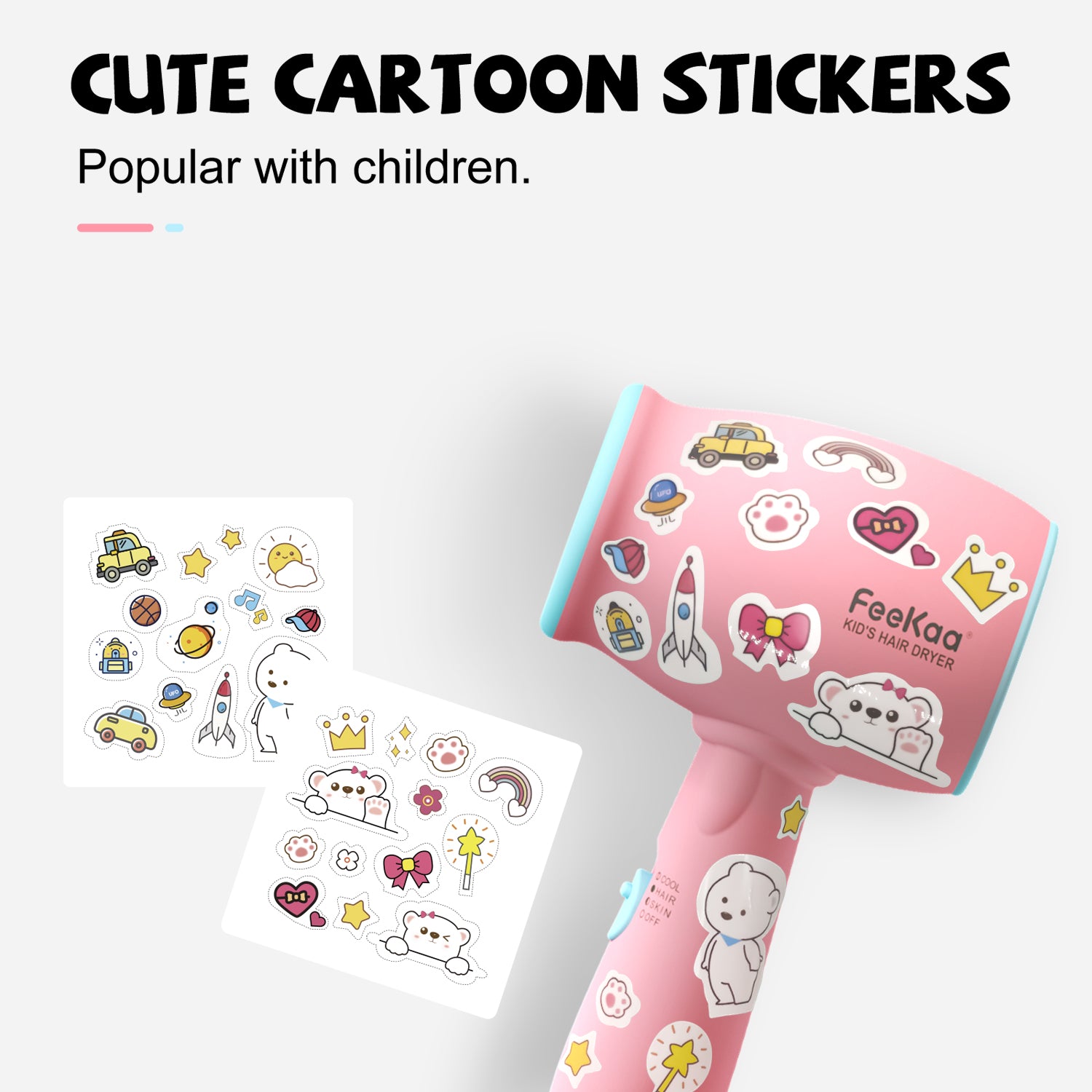 Kids Hair Dryer, Kids Blow Dryer for Girls, Low Noise Gentle Heat for Kids Skin - Image 6