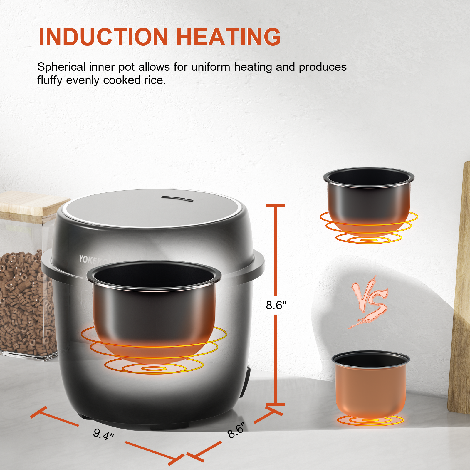 Rice Cooker Small Low Carb, YOKEKON 6-cup (cooked) Rice Cooker with Stainless Steel Steamer, 8-in-1 Rice Maker - Image 5