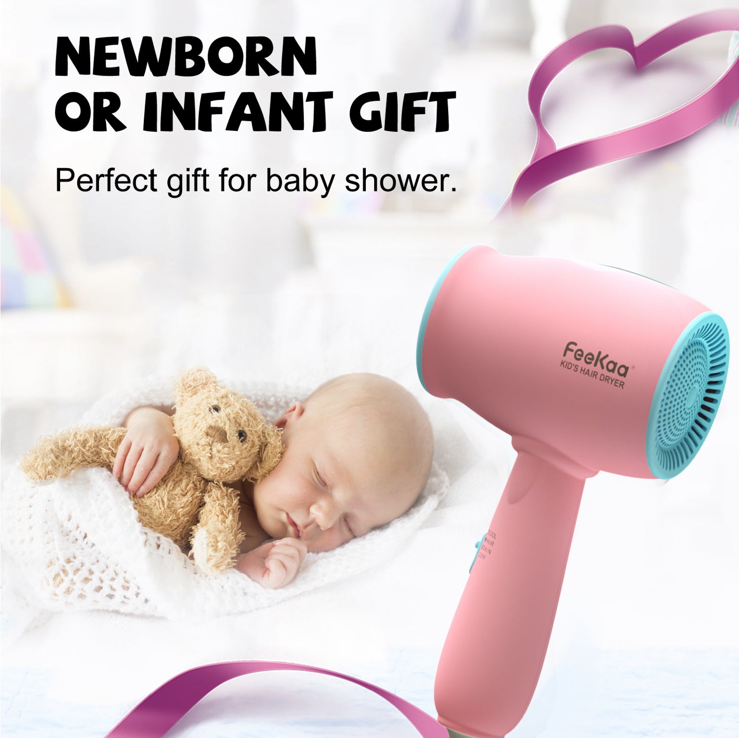 Kids Hair Dryer, Kids Blow Dryer for Girls, Low Noise Gentle Heat for Kids Skin - Image 7
